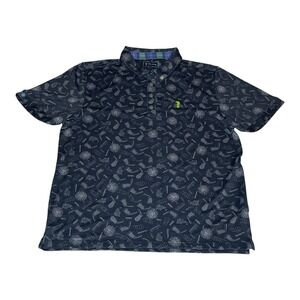 William Murray Golf Polo Shirt Mens LARGE Short Sleeve All Over Print Golf Theme